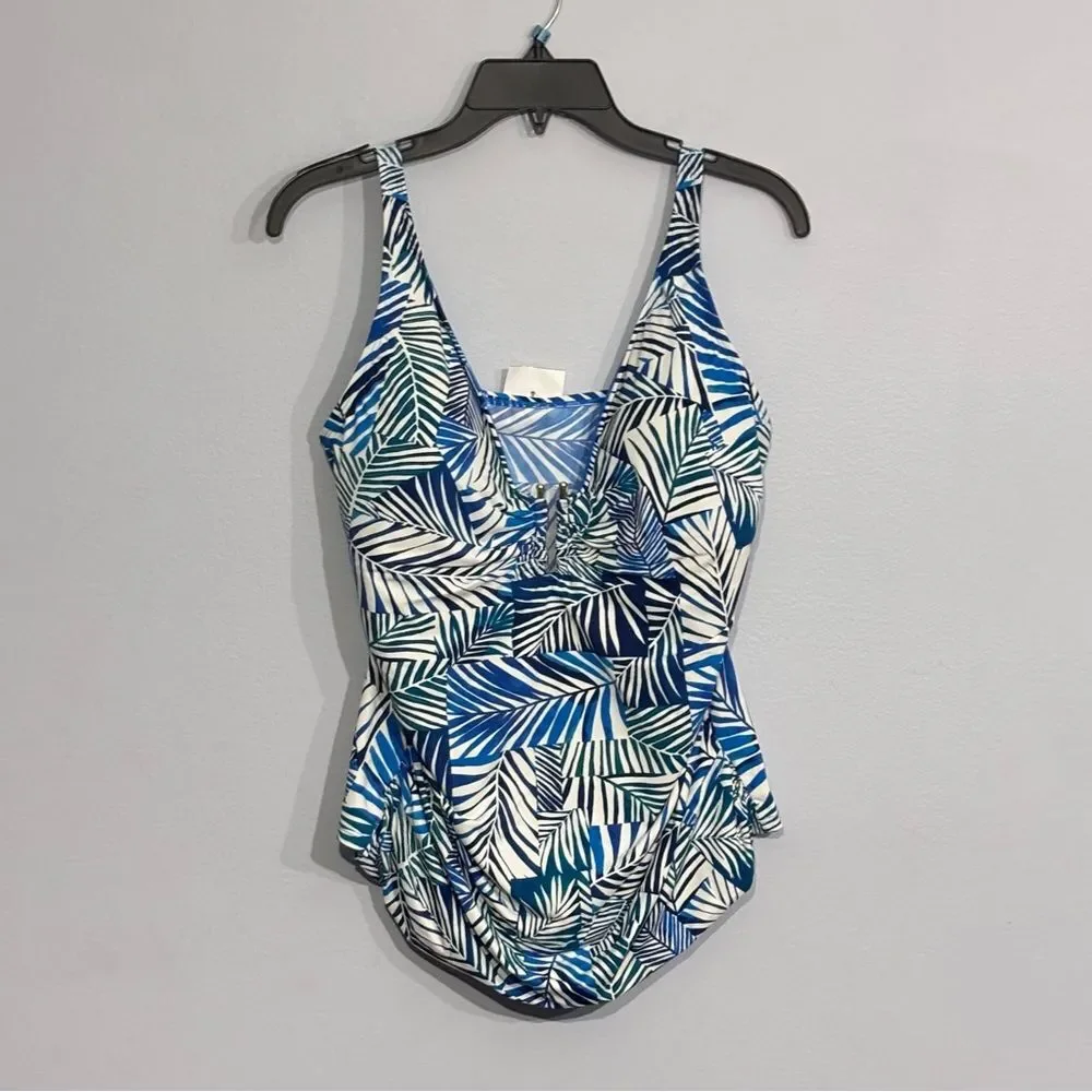 BLEU BY ROD BEATTIE Navy Shady Days Women’s Tankini Swim Top Bikini Swimsuit 14